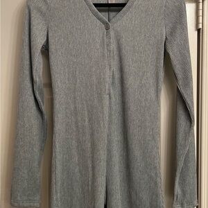 Katya Soft Lounge Ribbed Stretch-modal Jersey Playsuit - Heather Grey Size Large
